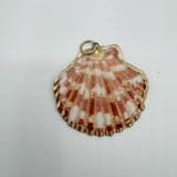 Natural Shell Gold Trim Striped Charm