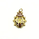 Clear and Pink cz Studded Ladybug Charm