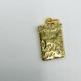 Cursive Love Rectangle Note with cz Charm