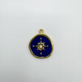Enamel Compass with cz Navy Charm