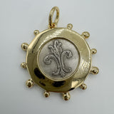 Labeille Studded Coin Gold with Bronzed Silver Replica Coin Charm
