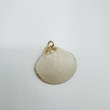 Natural White Curved Shell Gold Trim Charm